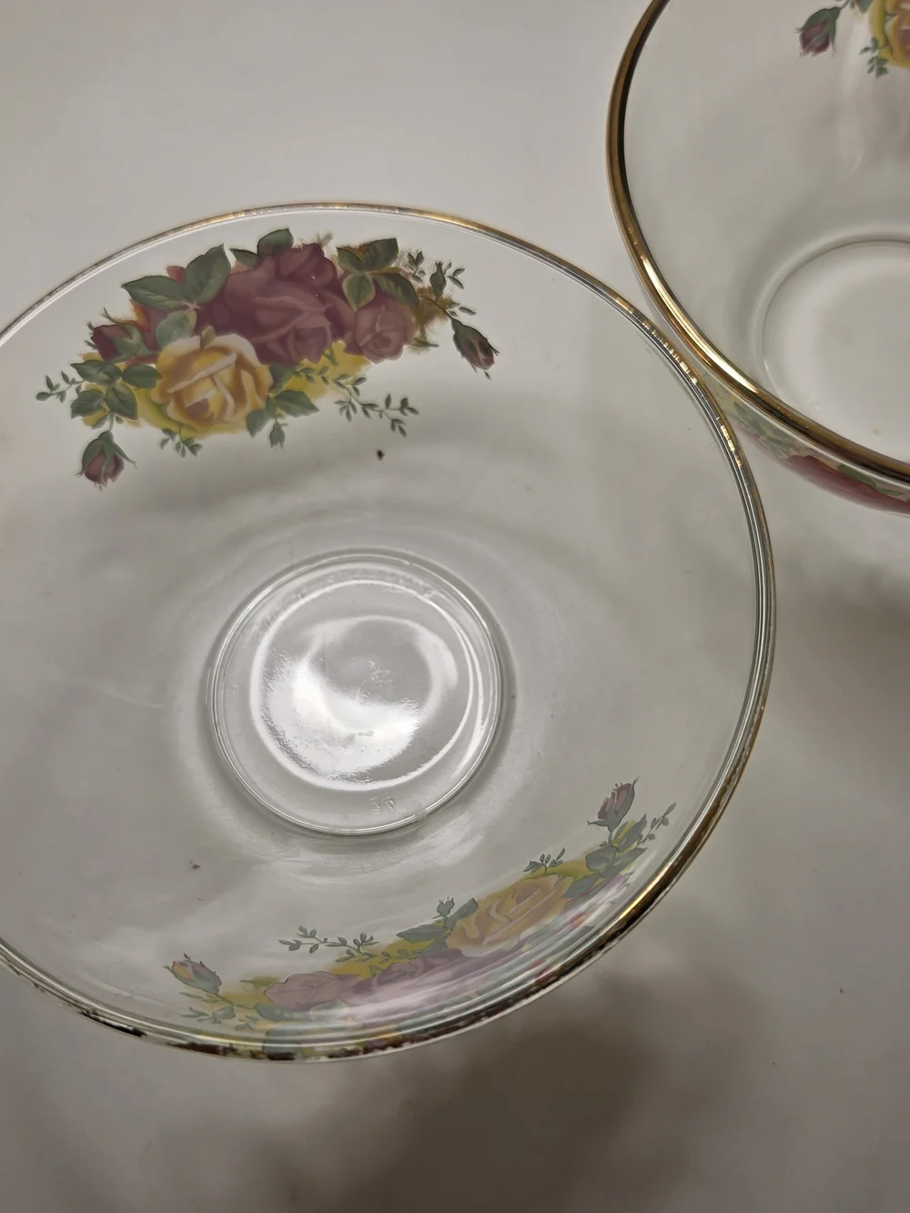 Arcoroc France Gold Rimmed Old Country Roses Clear Serving Bowls Set Of 3 Marked
